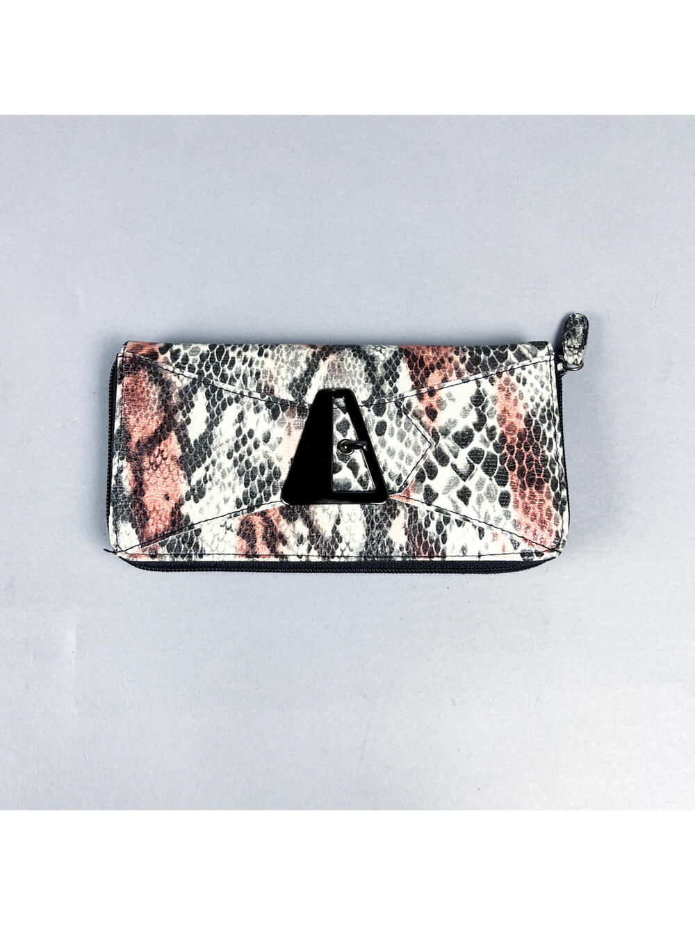 Vintage Snake Print Women's Wallet Metal Buckle Accent Clasp